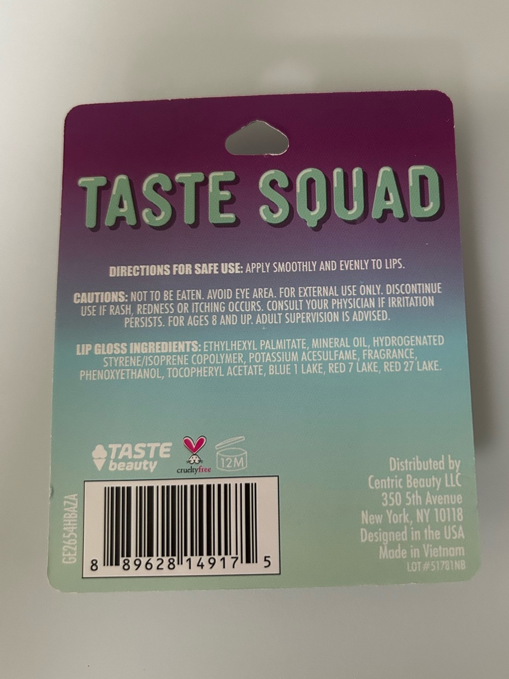 Taste Beauty Taste Squad Over The Moon Lip Gloss Blueberry Blast NWT - Picture 2 of 2
